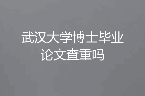 武汉大学博士毕业论文查重吗