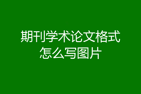 期刊学术论文格式怎么写图片