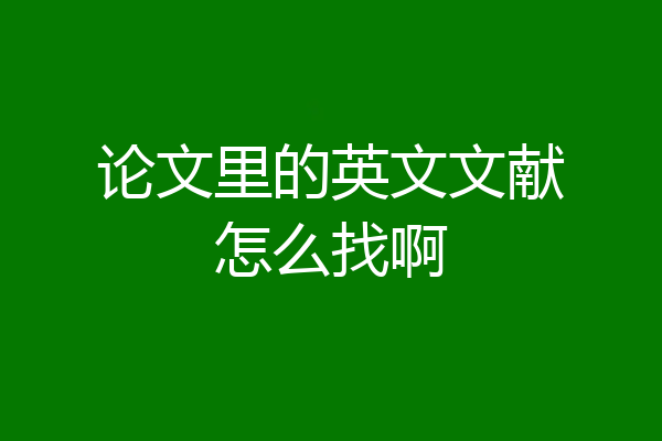 论文里的英文文献怎么找啊