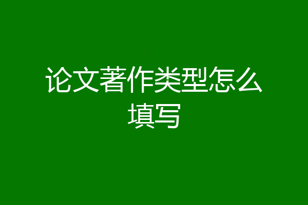论文著作类型怎么填写