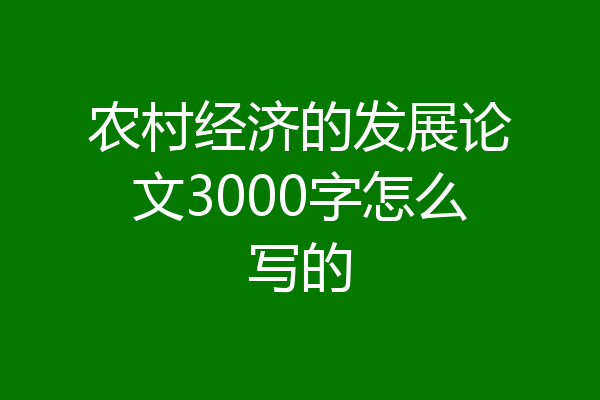 农村经济的发展论文3000字怎么写的
