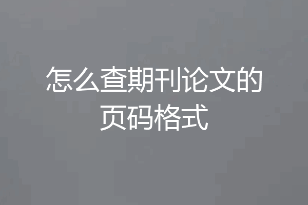 怎么查期刊论文的页码格式