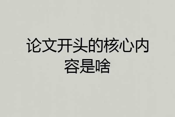 论文开头的核心内容是啥