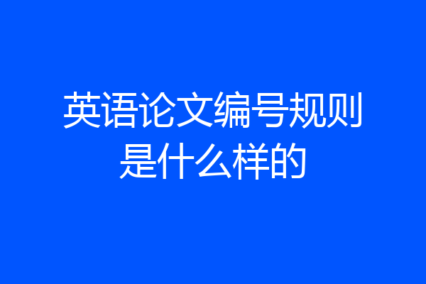 英语论文编号规则是什么样的