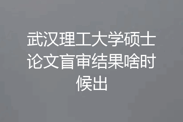 武汉理工大学硕士论文盲审结果啥时候出