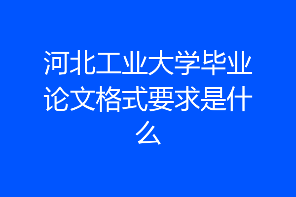 河北工业大学毕业论文格式要求是什么