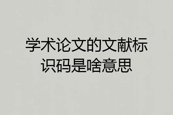 学术论文的文献标识码是啥意思