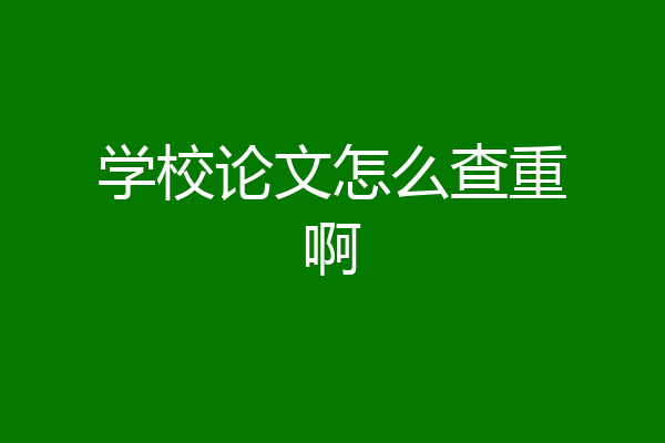 学校论文怎么查重啊