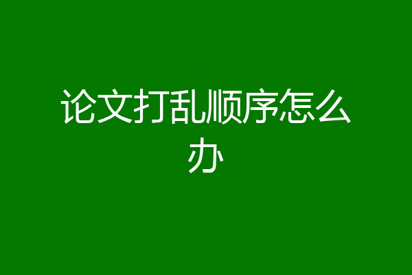论文打乱顺序怎么办