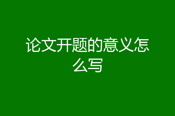 论文开题的意义怎么写