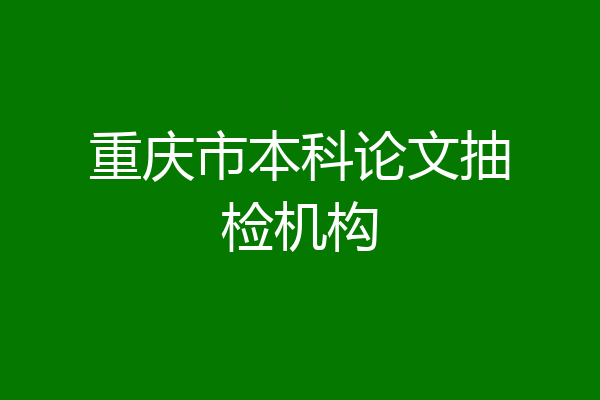 重庆市本科论文抽检机构