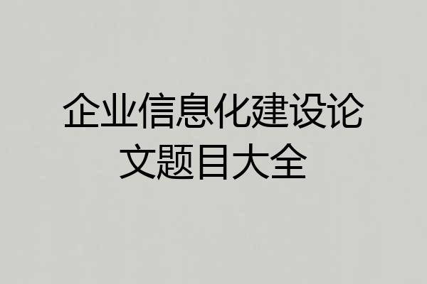 企业信息化建设论文题目大全