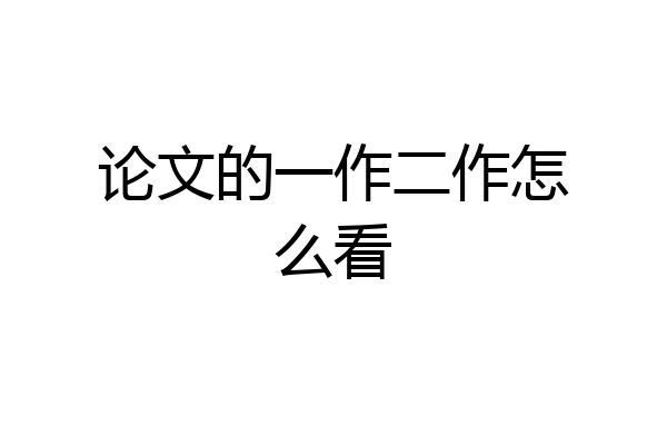 论文的一作二作怎么看