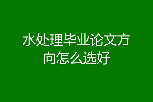 水处理毕业论文方向怎么选好