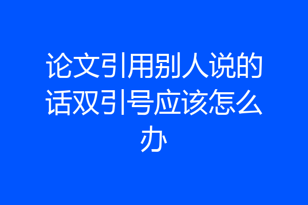 论文引用别人说的话双引号应该怎么办