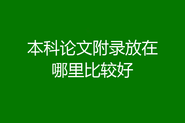 本科论文附录放在哪里比较好