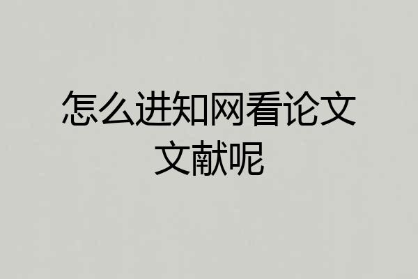 怎么进知网看论文文献呢