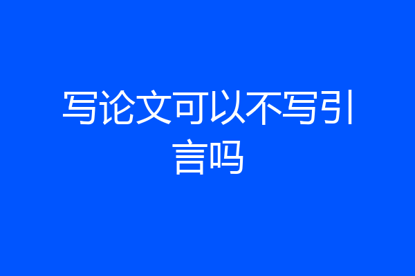 写论文可以不写引言吗