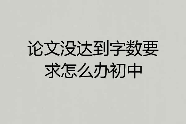 论文没达到字数要求怎么办初中