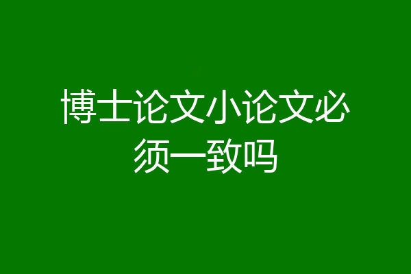 博士论文小论文必须一致吗
