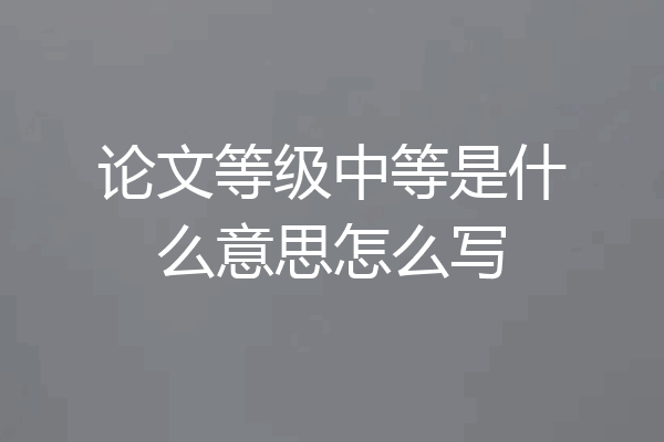 论文等级中等是什么意思怎么写