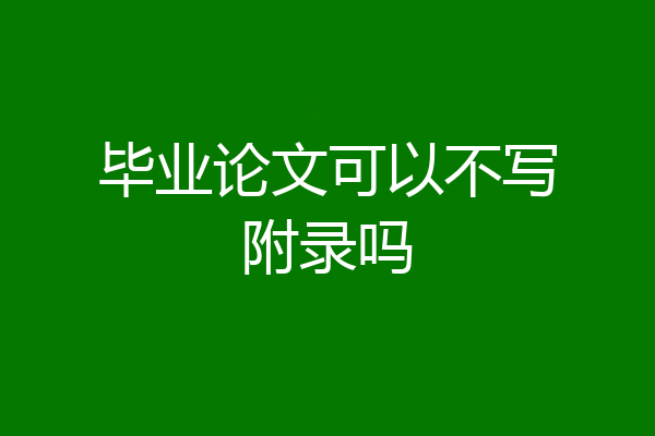 毕业论文可以不写附录吗