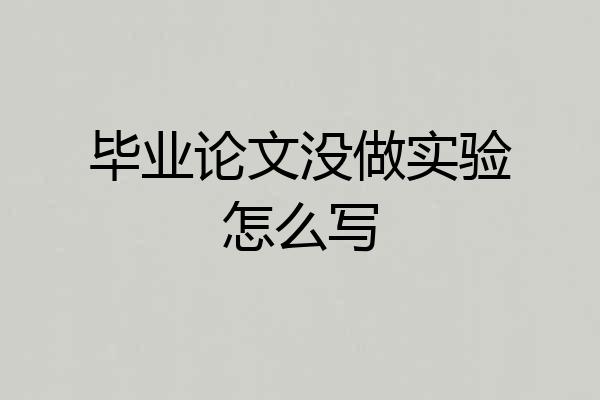 毕业论文没做实验怎么写