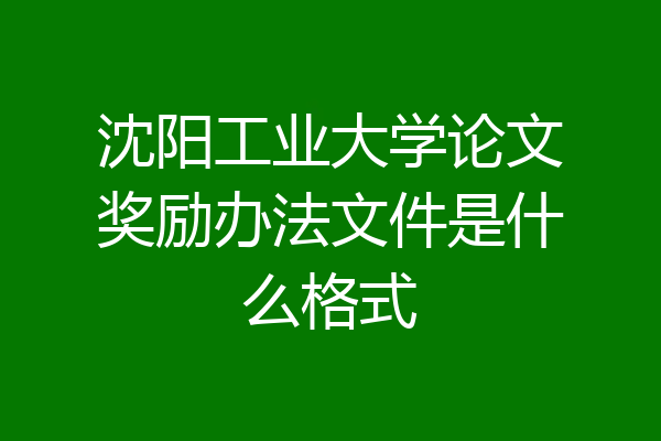 沈阳工业大学论文奖励办法文件是什么格式