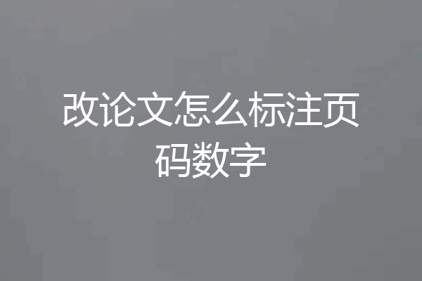 改论文怎么标注页码数字