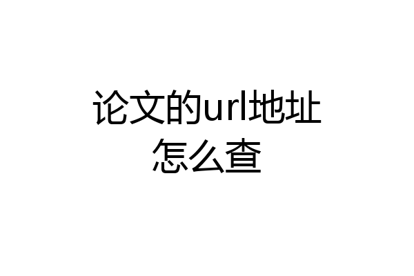 论文的url地址怎么查