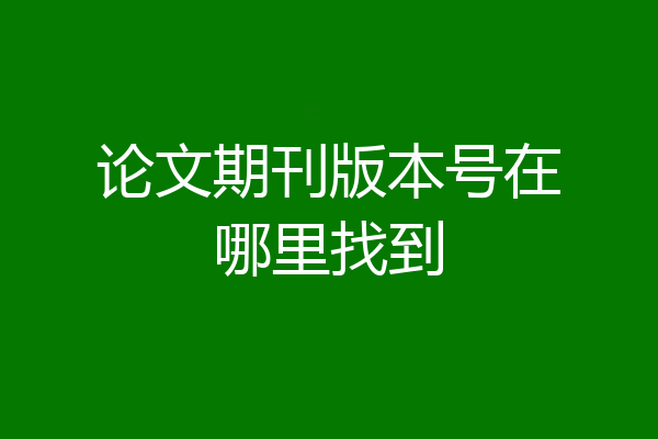 论文期刊版本号在哪里找到