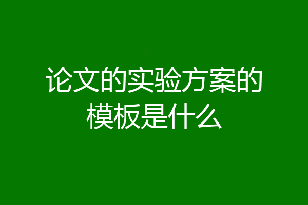 论文的实验方案的模板是什么