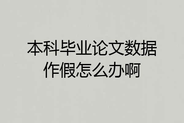 本科毕业论文数据作假怎么办啊