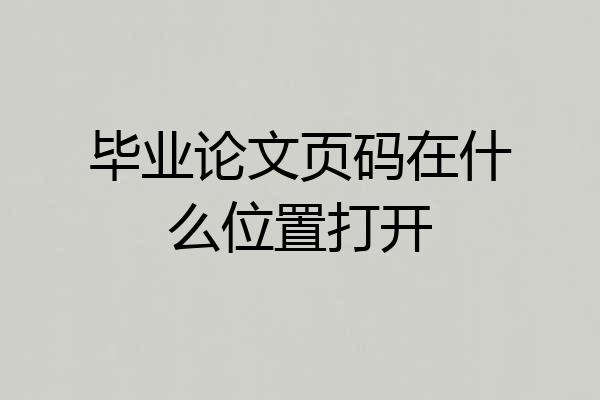 毕业论文页码在什么位置打开