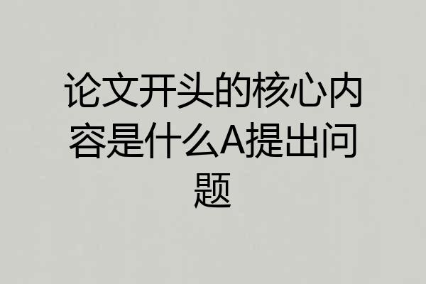 论文开头的核心内容是什么A提出问题