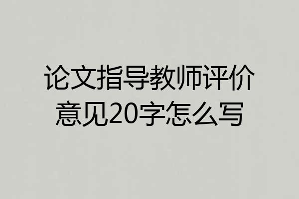 论文指导教师评价意见20字怎么写