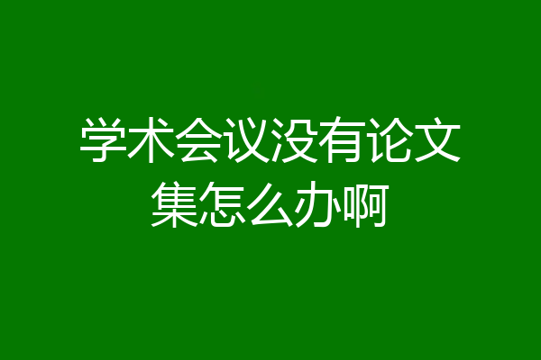 学术会议没有论文集怎么办啊