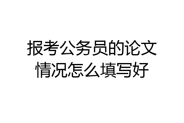 报考公务员的论文情况怎么填写好