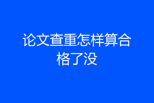 论文查重怎样算合格了没