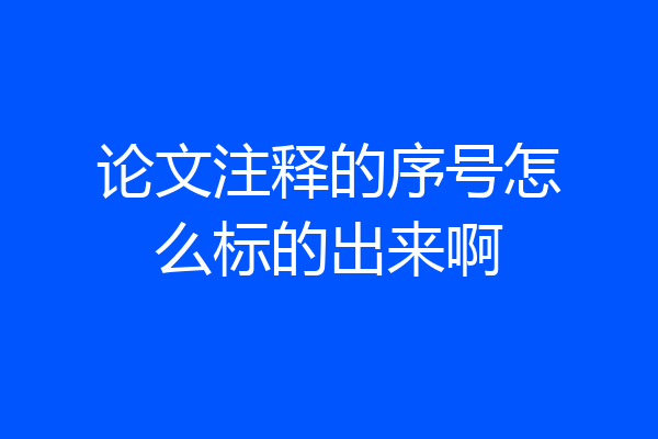 论文注释的序号怎么标的出来啊
