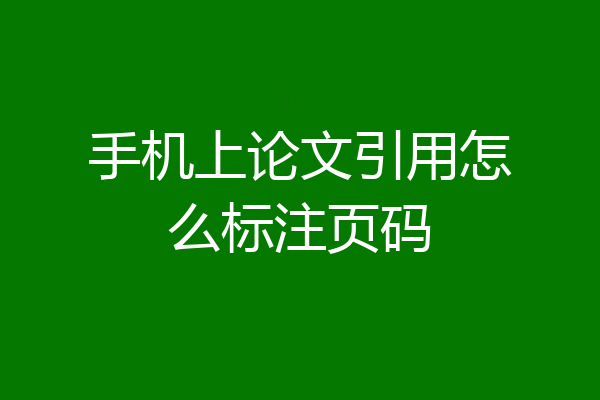 手机上论文引用怎么标注页码