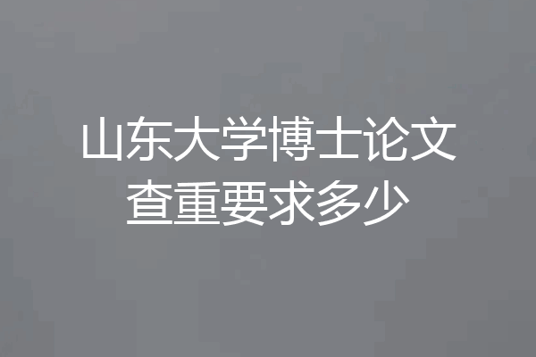 山东大学博士论文查重要求多少
