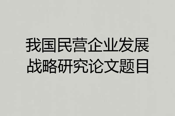 我国民营企业发展战略研究论文题目