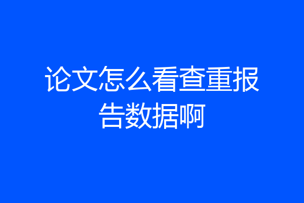 论文怎么看查重报告数据啊