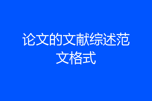 论文的文献综述范文格式