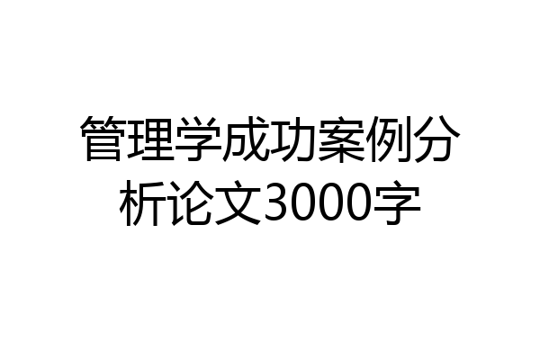 管理学成功案例分析论文3000字