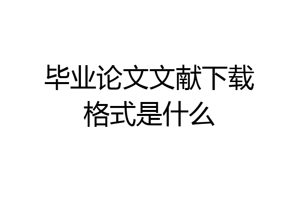 毕业论文文献下载格式是什么