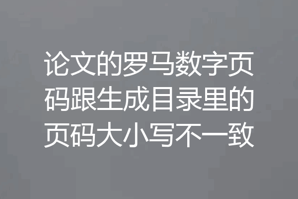 论文的罗马数字页码跟生成目录里的页码大小写不一致