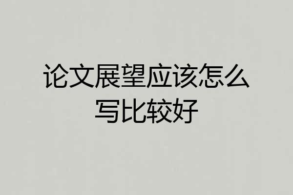 论文展望应该怎么写比较好