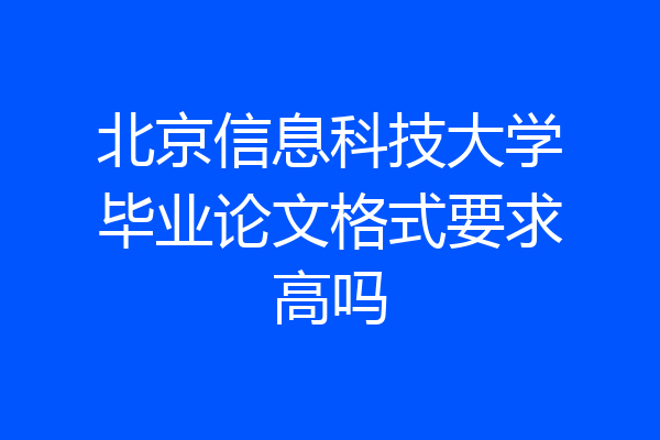 北京信息科技大学毕业论文格式要求高吗